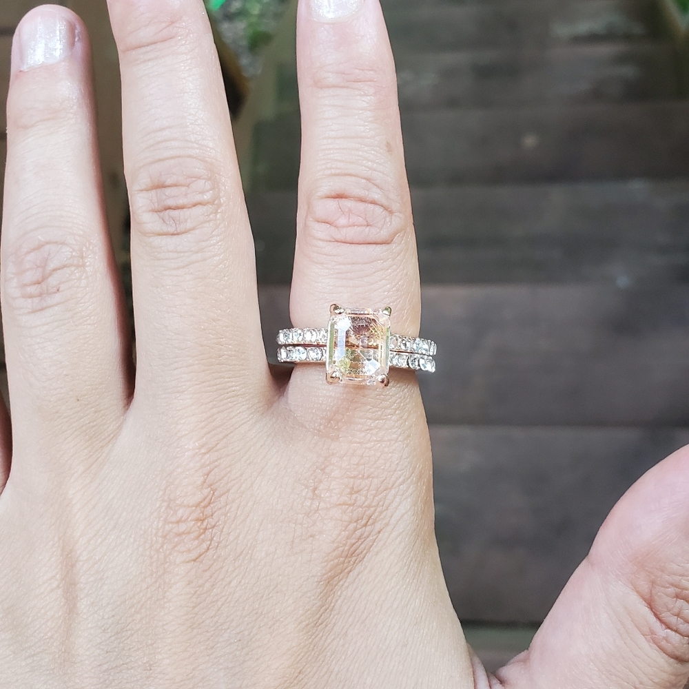 NWOT 18K GF Rose Gold White Topaz Engagement Rings - Picture 7 of 15
